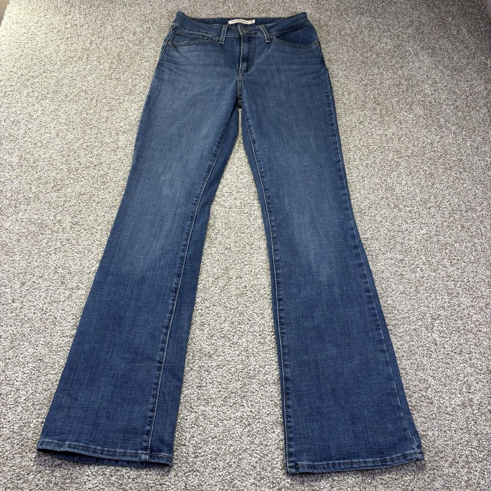 Levis 725 High Rise Bootcut Jeans Womens W27 L32 Blue Medium Wash Stretch Denim